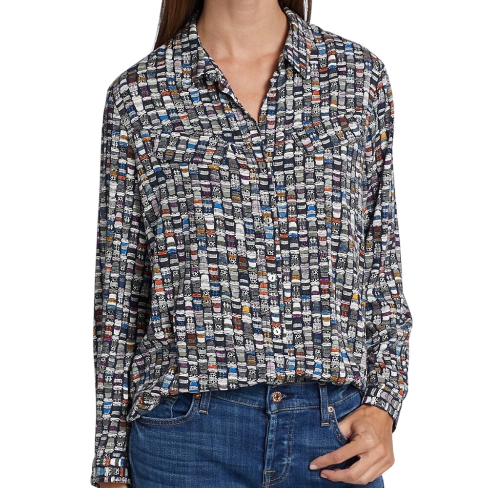 NIC + ZOE: NWT Perk Up Coffee Oversized Button-Up  Shirt -Size Small Petite